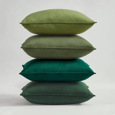 Produktbild von Topfinel Samt Kissenbezug 50x50cm grün 4er Set - Deko Sofakissenhülle für Sofa, Schlafzimmer, Wohnzimmer, Balkon - Flauschig & Hautfreundlich