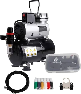 Produktbild von Airbrush-Set – Ölfreier Kolbenkompressor mit 3-Liter-Tank und Pistole