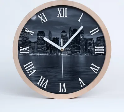 Produktbild von Holzuhr 20fi cm wanduhr - weiße Spitzen - new york Nacht