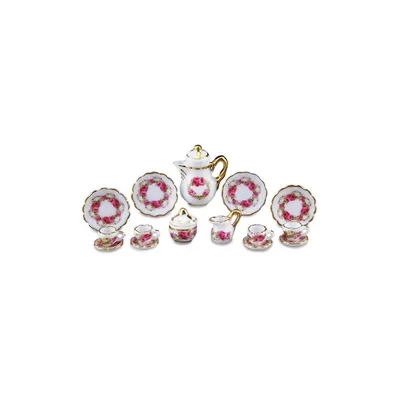 Image de Service à café « Rosenband », 15 pièces, porcelaine miniature à bord doré