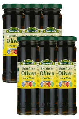 Immagine prodotto di Delicatessen Dittmann Olive spagnole nere senza nocciolo 140g confezione da 6 pezzi
