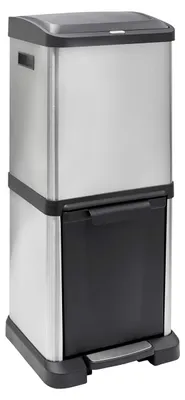 Mülleimer 34 L Edelstahl mit Pedal und 2 Eimern