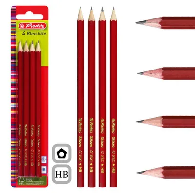 Produktbild von Herlitz Holzbleistifte HB Set 4 Stück Rot