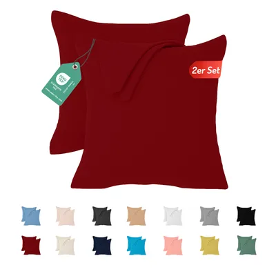 Produktbild von Jersey Kissenbezug 2er Set 40x40 cm 100% Baumwolle Kirschrot