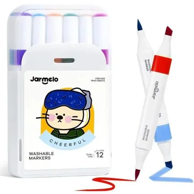 Obrázek produktu pro Dvojité fixy, umyvatelné, 12 barev - Jarmelo