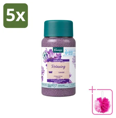 Image de 5 sachets de cristaux de bain Kneipp, parfum relaxant à la lavande - 600 g - Lot économique - 5 pièces