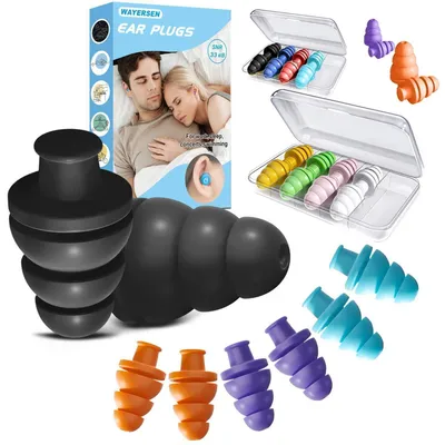 Immagine prodotto di Tappi per le orecchie in silicone, 10 paia, con riduzione del rumore, riutilizzabili, SNR 33 dB
