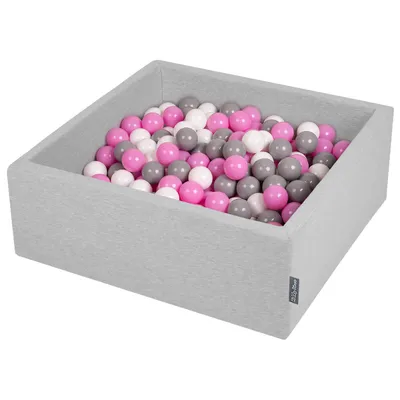 Immagine prodotto di KiddyMoon 90x30cm/300 palline ∅ 7cm Piscina secca rotonda con palline certificata  EU, Grigio chiaro:Grigio/Bianco/Rosa chiaro