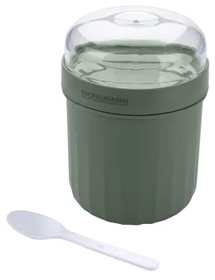 Lunchpot 500 ml rauchgrün mit Löffel, mikrowellengeeignet