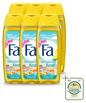 Obrázok produktu pre 6 kusov gélu na sprchovanie Fa Mediterranean Jewels Amalfi – Orchidea a citrus – 250 ml – balenie