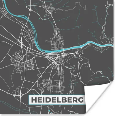 Produktbild von MuchoWow® Poster Stadtplan - Deutschland - Blau - Heidelberg - Karte 75x75 cm - Wand Dekoration