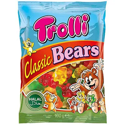 Verpackungsbild Trolli Classic Bears Halal fruchtig leckere Gummibärchen 100g