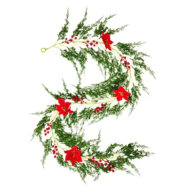 Image de Couronne de Noël avec aiguilles de sapin Simulation rotin baies rouges Fleurs pour cuisine familiale Mariage Jardin Décoration murale
