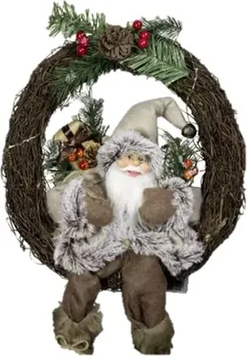 Produktbild von Weihnachtskranz Haustür Weihnachtsdeko mit LED warmweiß, 18cm