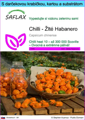 Obrázok produktu pre SAFLAX Darčeková sada - Chilli - Žlté Habanero - Capsicum chinense - 10 Semená - S darčekovou krabičkou, prepravným štítkom, darčekovou kartou a pestovateľským médiom