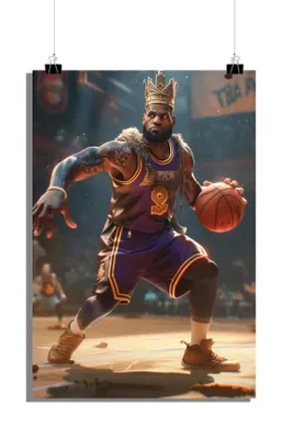 Zdjęcie produktu dla Plakat LeBron James - Plakat Król - Plakat Lakers - Plakat Koszykówka - 61x91cm - Idealny do oprawienia w ramę