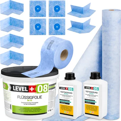 Produktbild von Dichtset Flüssigfolie 12kg Dichtband Dichtbahn 2m Bad 10m2 Abdichtung SET59
