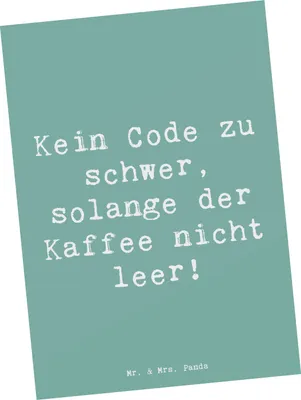 Produktbild von Mr. & Mrs. Panda Grußkarte Spruch Code und Kaffee - Meeresbrise - Geschenk, Ansichtskarten, Programmierung, Softwareentwicklung, Ansichtskarte, Postkarte, Programmierer