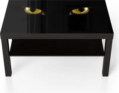 Produktbild von DEQORI Couchtisch 90x55 cm Schwarz 'Unheimliche Katzenaugen' Glas Beistelltisch