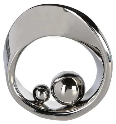 Imagen del producto de GILDE Skulptur, "Spin", Keramik, silberfarben, , L. 6 cm, B. 22 cm, H. 22 cm 26179