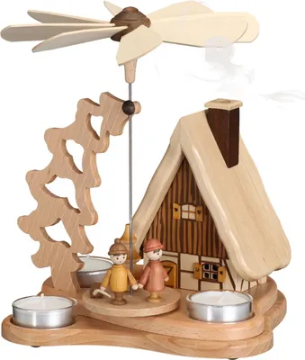 Produktbild von Zeidler Weihnachtspyramide Teelichtpyramide mit Räucherhaus - Echt Erzgebirge