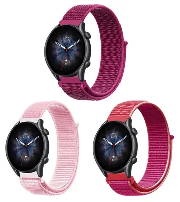 Produktbild von 3 Stück Nylon-Armband für Amazfit-Uhren mit Klettverschluss