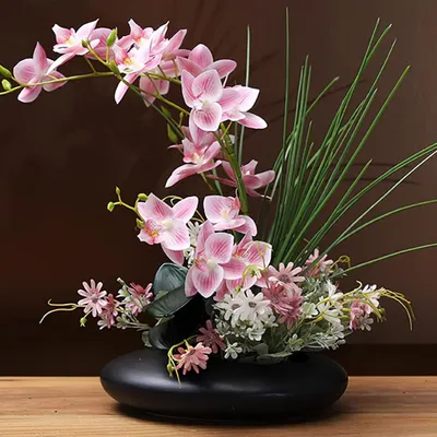 Zdjęcie produktu dla Sztuczna orchidea 43 cm - Dekoracyjna Phalaenopsis - Realistyczne kwiaty - Do domu/biura