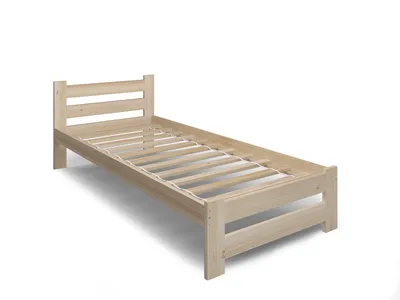 Produktbild von Holzbett 80 x 200 aus massivem Kiefernholz mit hohem Kopfteil