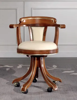 Produktbild von Chef Sessel Büro Holz Landhaus Stil Arbeitszimmer Sessel Möbel Weiß Drehbar Neu