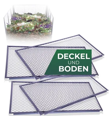 Produktbild von Novatool Garten-Komposter Deckel und Boden, Komposter mit erweiterbarem Stecksytem, pulverbeschichteter Metallkomposter mit 1000 Liter Volumen, Kompost Kompostgitter Kompostkiste Rasenkomposter