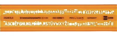 Produktbild von Standardgraph Schriftschablone ISONORM 3098/1 DIN 6776,TypB gerade Mittel 3,5 mm