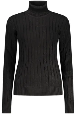 Produktbild von Elegant & zeitlos: Schwarzer Damenpullover mit Rollkragen & Zopfmuster
