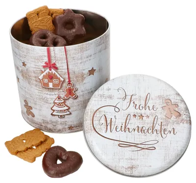 Immagine prodotto di Biscottiera Merry Christmas rotonda H20.3cm Scatola in metallo per biscotti Biscotti di Natale