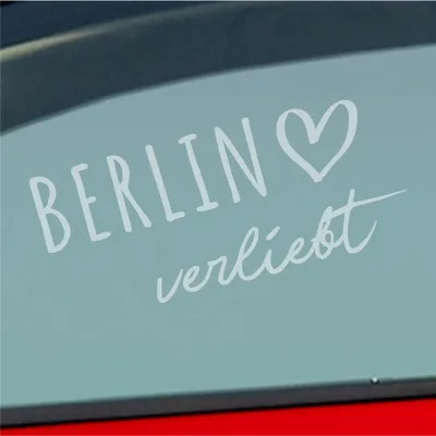 Produktbild von Auto Aufkleber Berlin verliebt Herz Stadt Heimat Liebe Car 19x9 cm Milchglas Sticker Heckscheibenaufkleber