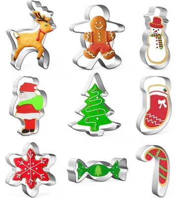 Produktbild von Ausstechformen Weihnachten 9 Stück Edelstahl 430 Plätzchen Ausstecher Set für Kekse Tortendeko