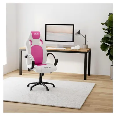 Produktbild von Gaming Stuhl MG100 Exodus | Ergonomischer Bürostuhl - Schreibtischstuhl - Chefsessel - Racing Gaming Stuhl - Drehstuhl - Kunstleder Sportsitz (Weiß/Pink)