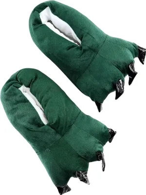 Produktbild von Weiche Kinderpantoffeln Paws 3D Grün mit Krallen 27-32