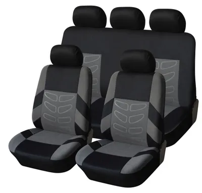Produktbild von Universelle Auto-Sitzbezüge, komplettes 9‑teiliges Set, Grau/Schwarz — TAP467
