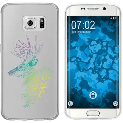 Produktbild von PhoneNatic Case kompatibel mit Samsung Galaxy S6 Edge Silikon-Hülle Floral Hirsch M7-4
