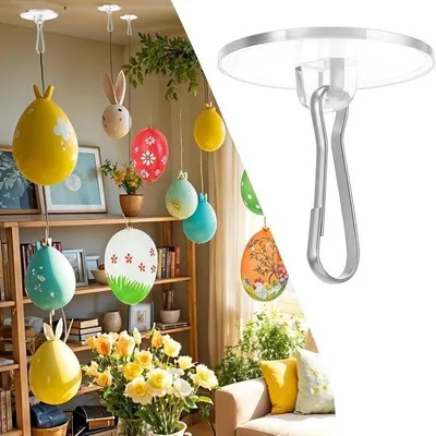 Produktbild von Selbstklebende Deckenhaken Transparent 2 cm - Ohne Bohren Anbringen