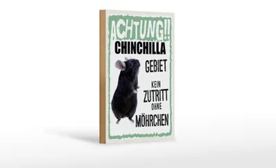 Produktbild von Holzschild Spruch 12x18 cm Tiere Achtung Chinchilla Gebiet Dekoration