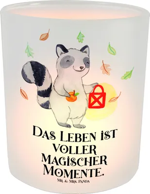 Produktbild von Mr. & Mrs. Panda Outdoor Windlicht Waschbär Laterne - Transparent - Geschenk, Trick Or Treat, Garten, Halloween, Kerzenglas, Kerzenhalter, Glas, Dekoration, Herbst, Deko