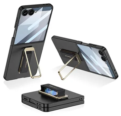 Obrázok produktu pre Pre Samsung Galaxy Z Flip7 GKK Ultra Thin Full Cover Case Swivel Stand Black