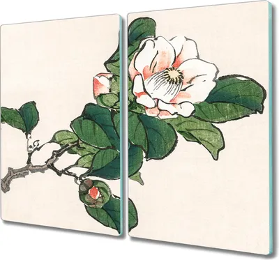 Produktbild von Coloray Hackbrett Küchenbrett Kochplattenabdeckung Schneidebrett Herdabdeckplatte 2x30x52 cm - asiatische Blumen