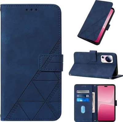 Produktbild von Hülle für Xiaomi 13 Lite Prägung Flip Leder Kartenfächer Schutzhülle mit Ständer Blau
