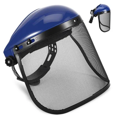 Imagen del producto de Casco de protección facial, casco de seguridad ajustable, color azul, casco de protección forestal para trabajar
