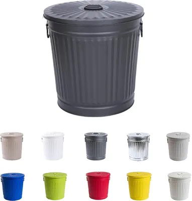 Produktbild von Gegalvanisierte Metallmülltonne - 7 Liter - schwarz - Ø 21,5 cm