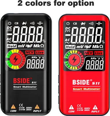 Zdjęcie produktu dla BSIDE S11 Inteligentny multimetr z 9999 zliczeniami Cyfrowy wyświetlacz LCD Uniwersalny miernik z akumulatorem Woltomierz AC/DC Omomierz Test rezystancji Pojemność Częstotliwość Dioda Ciągłość NCV Linia pod napięciem z lampą błyskową Podtrzymanie danych