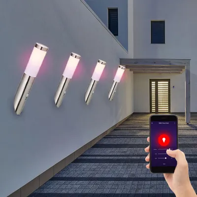 Produktbild von 4er Smart RGB LED Wandlampe, opal, Bewegungsmelder, H 40 cm