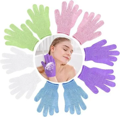 Produktbild von Exfolierende Handschuhe - 10 Stück - Körperpuffern Handschuhe - Badehandschuhe für weibliche und männliche Haut - Körperpeeling Handschuhe für Spa-Badezimmer
